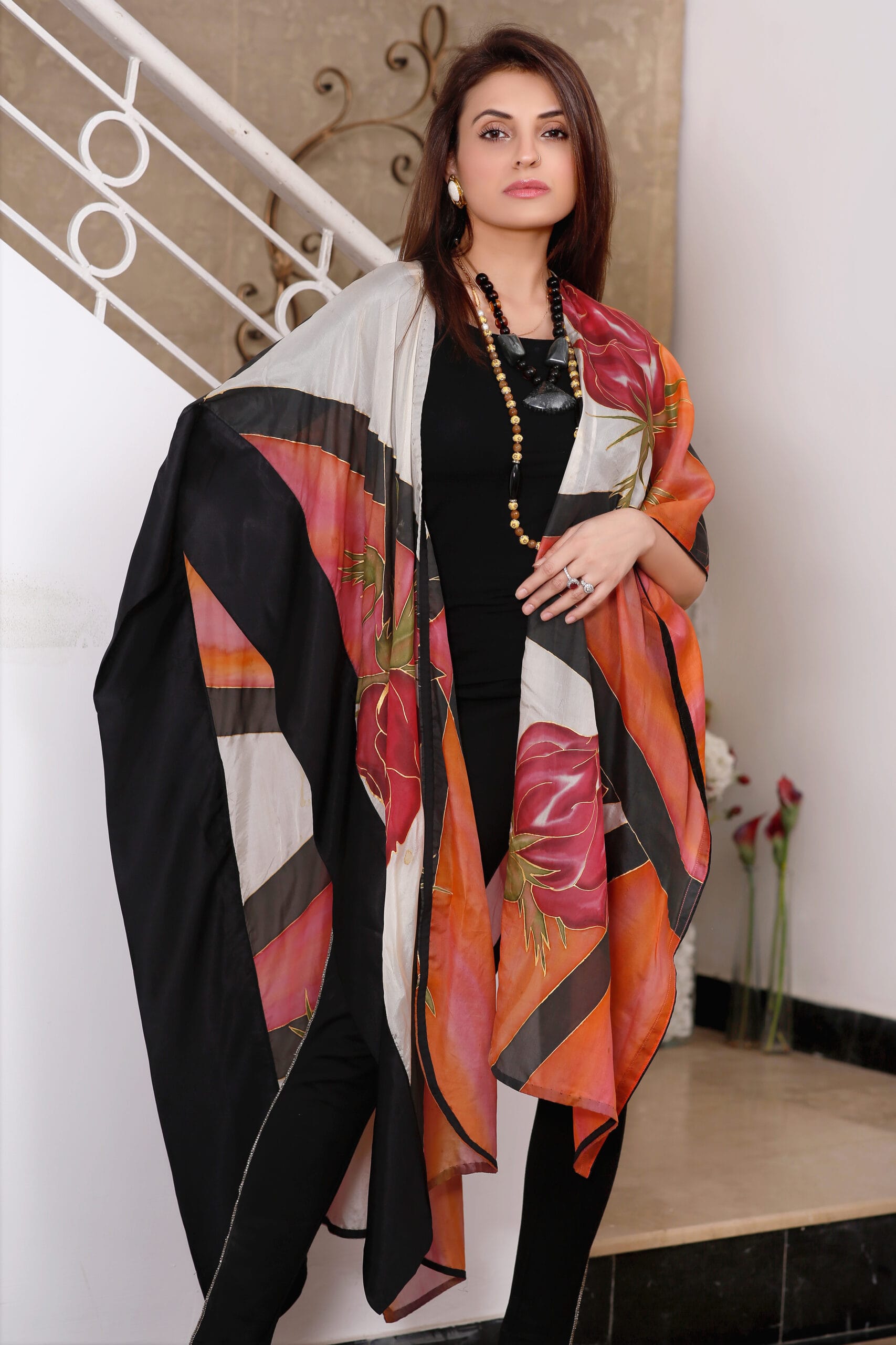 Shoulder-Tie Smocked Midi Dress